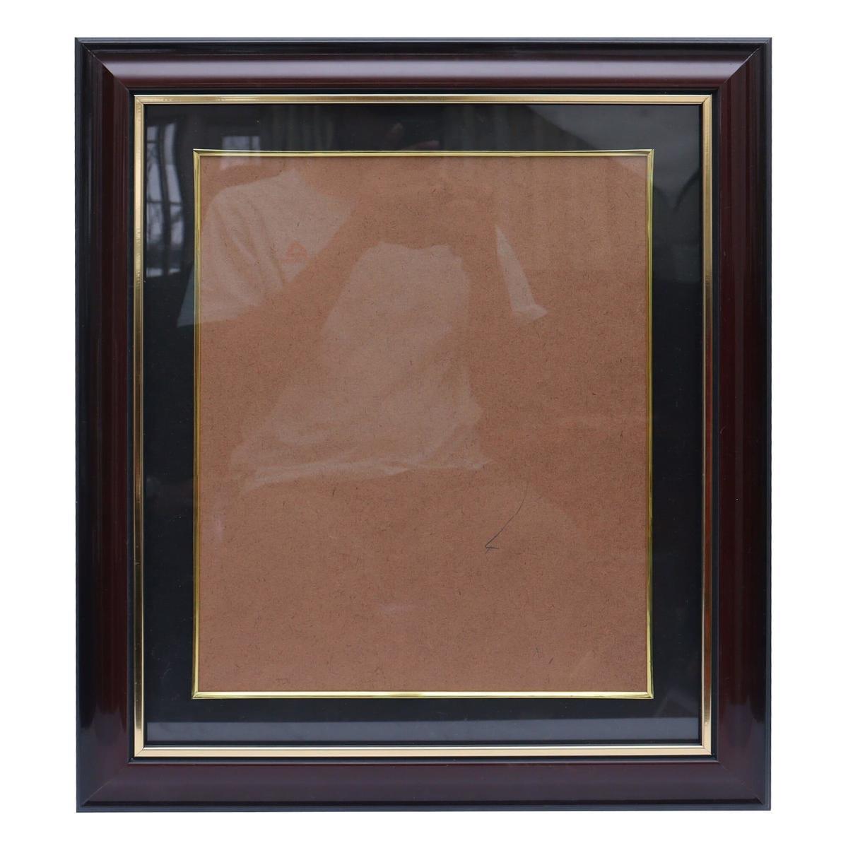 brown square photo frame with golden boarder 4r 1620 inch