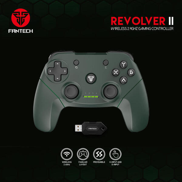 FANTECH WGP12 2.4GHZ Wireless Gaming Controller For PC And PS3 Soft Grip Dual Mode (Green)