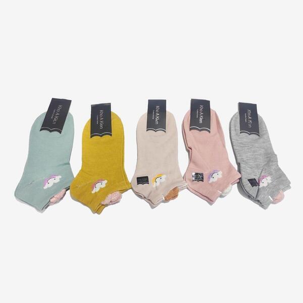 Multicolor Plain Comfortable Ankle Socks For Women