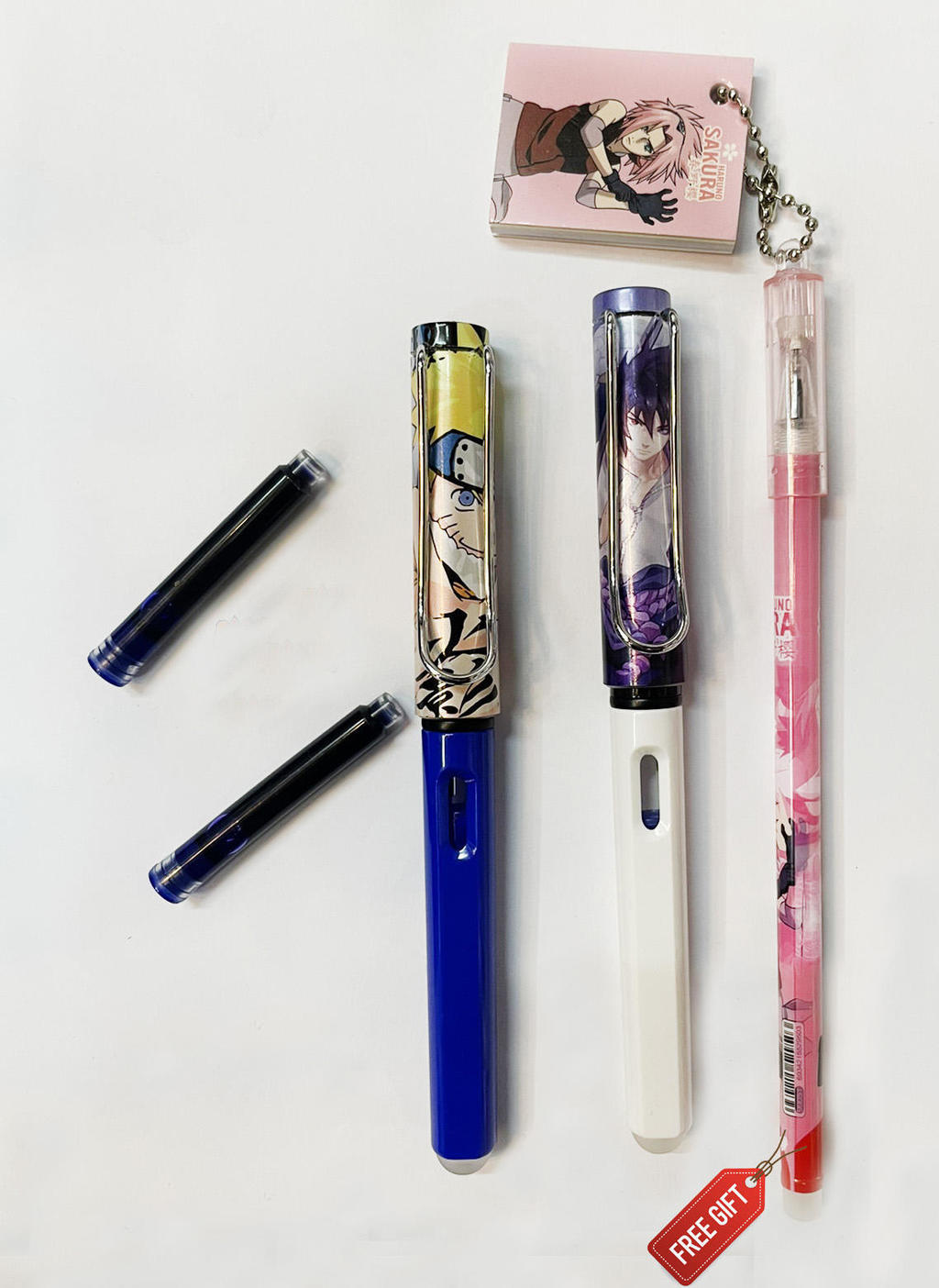 nartuto sasuke bullet pen with free extra 2 refill 1 sakura notebook pen anime pen