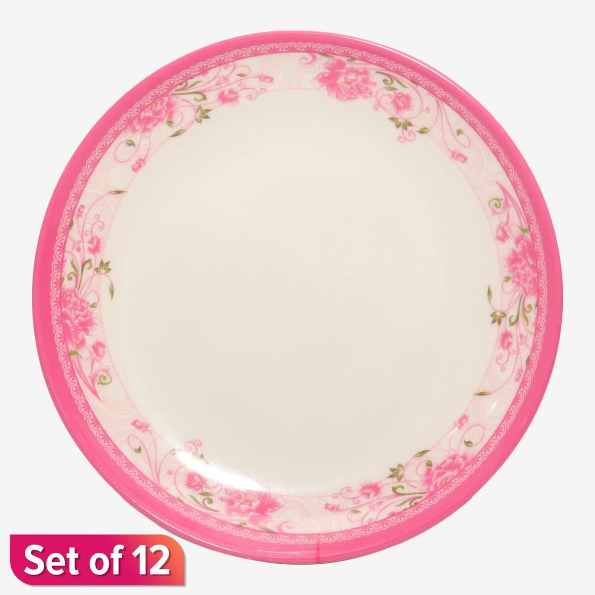 pink melamine floral design serve plate 8 inch