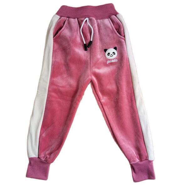 Line Pink Velvet Trouser For Kids 2.0cm