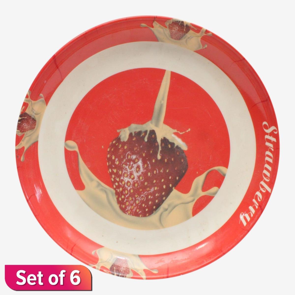 red milda plastic dining plate strawberry printed 11inch