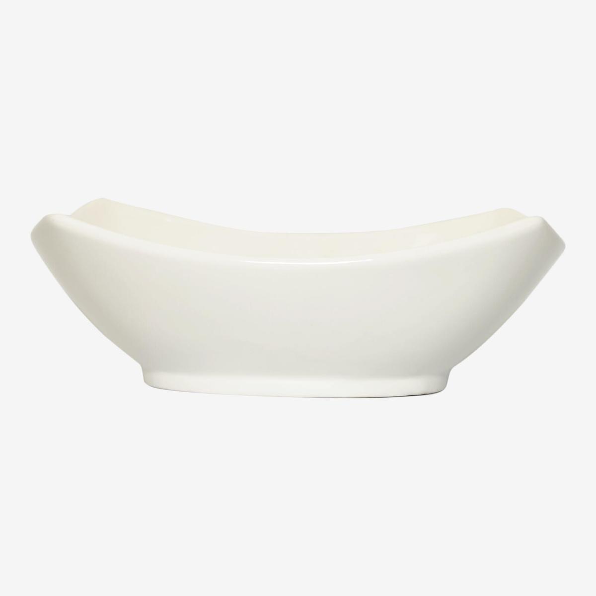 white color rectangular curry serving plate