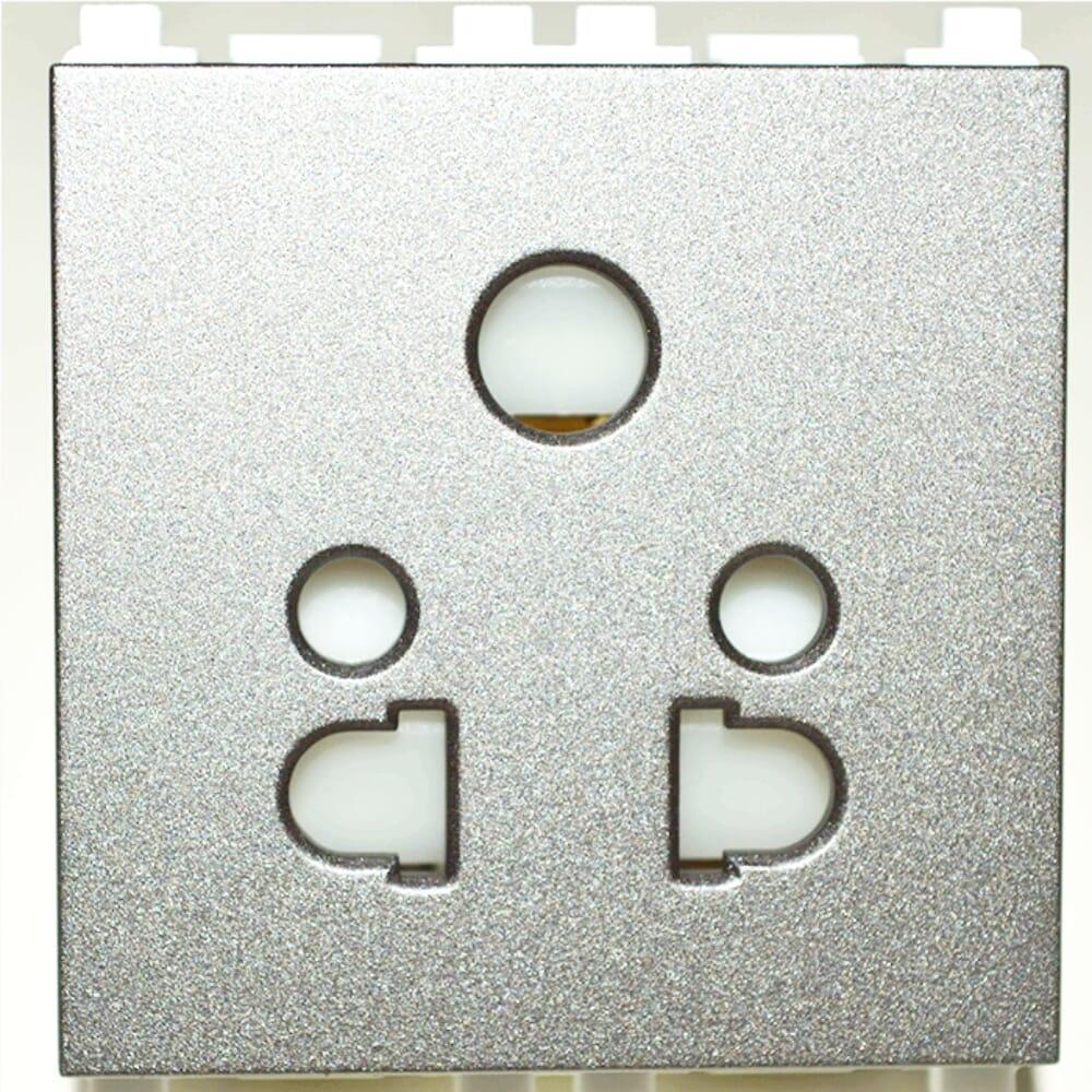 wipro platia 6a 2 3 pin socket 2m silver grey