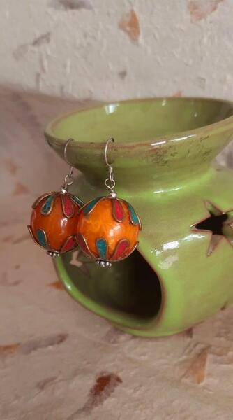 Big Amber Stone Earring