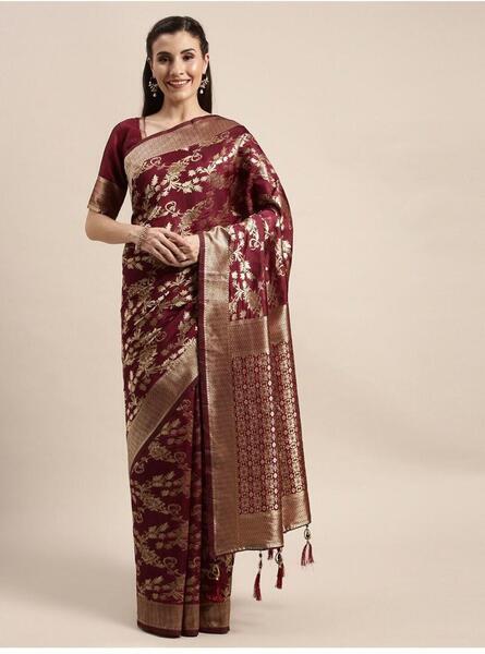 FCA-Women Marron Dola Silk Saree