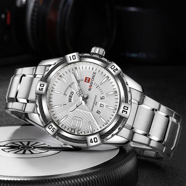 NAVIFORCE Nf9117M Luxury Stainless Steel Watch For Men- Silver1