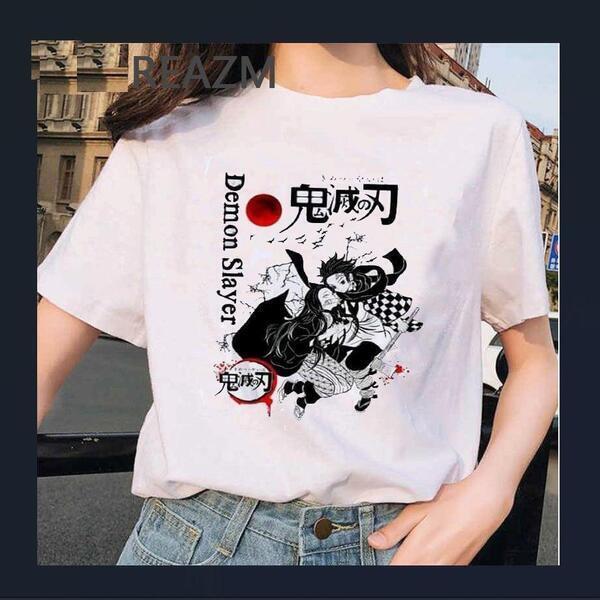 Anime Demon Slayer Half Sleeve Cotton Oversize T-Shirt For Women