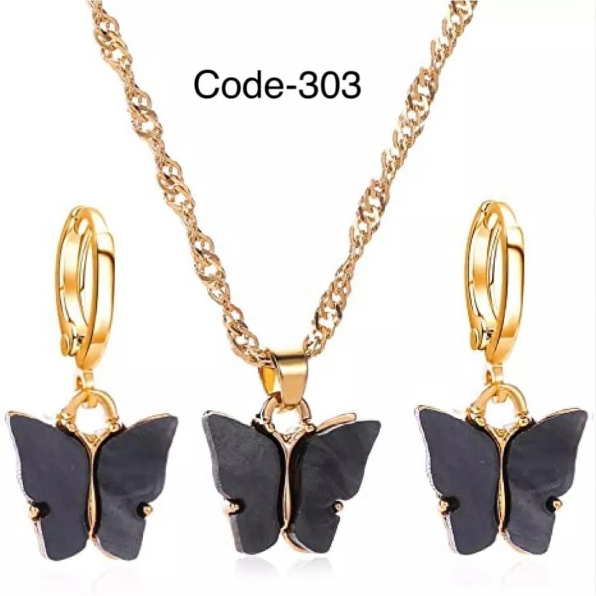 butterfly hoop earring pendant necklace for women 1