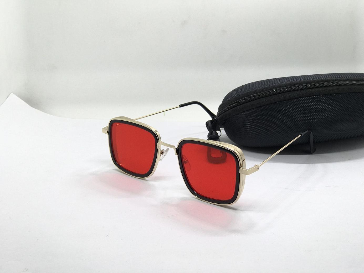 golden frame red lens sunglass for men and women scaled