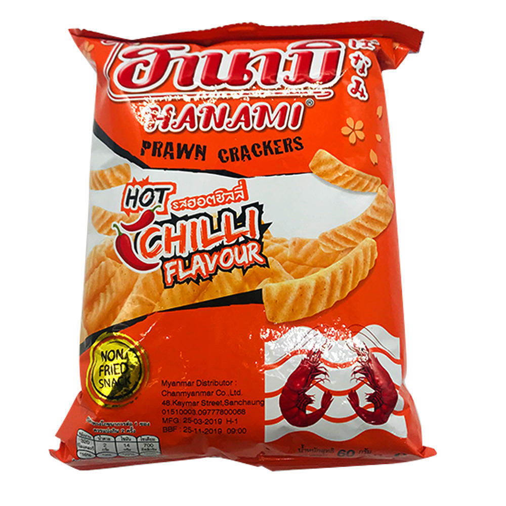 hanami chilli flavour prawn crackers 60 gm