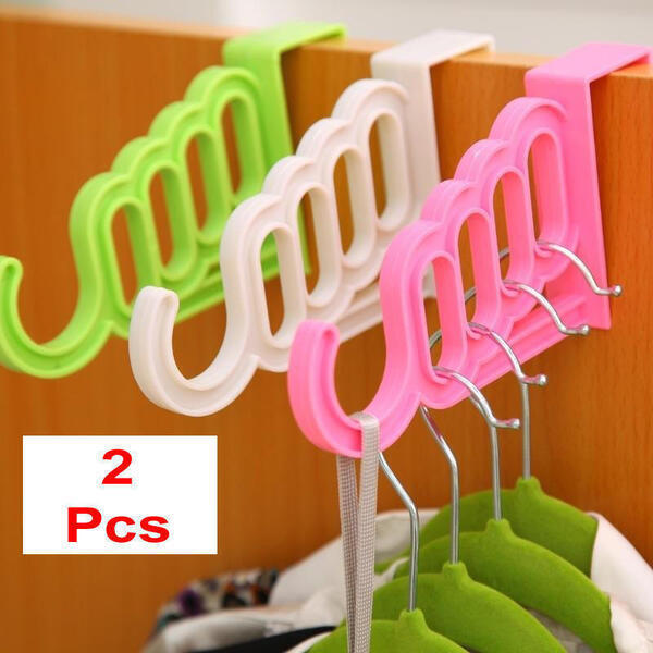 Multi-Function Home Accessories Foldable Clothes Hanger Drying Rack 5 Hole Suit Bathroom Door Plastic BC