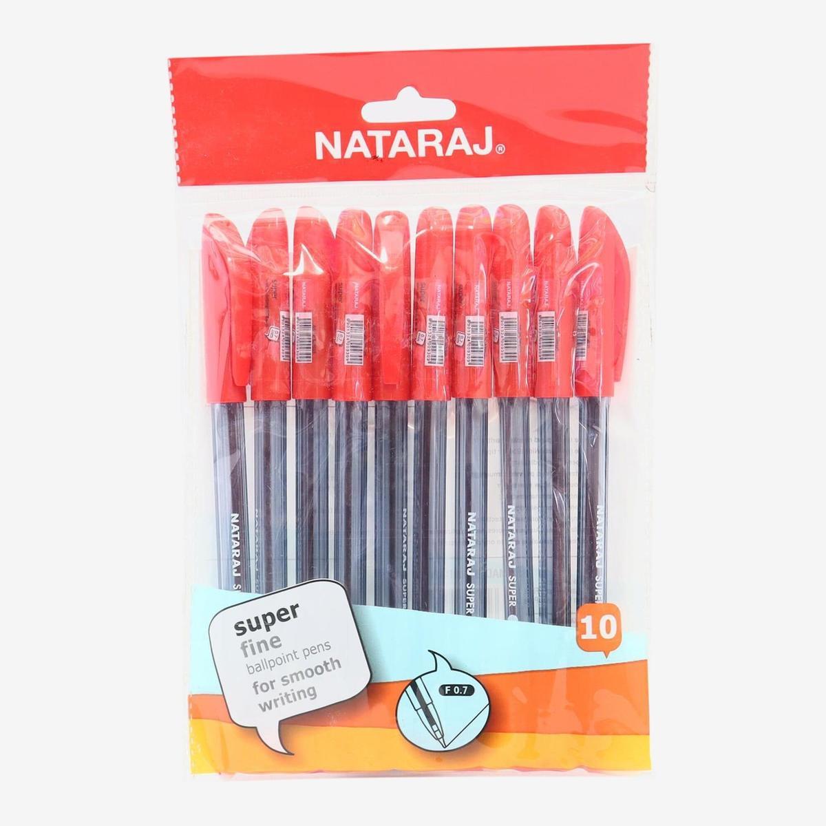 nataraj super fine ballpoint pens for smooth writing red ink
