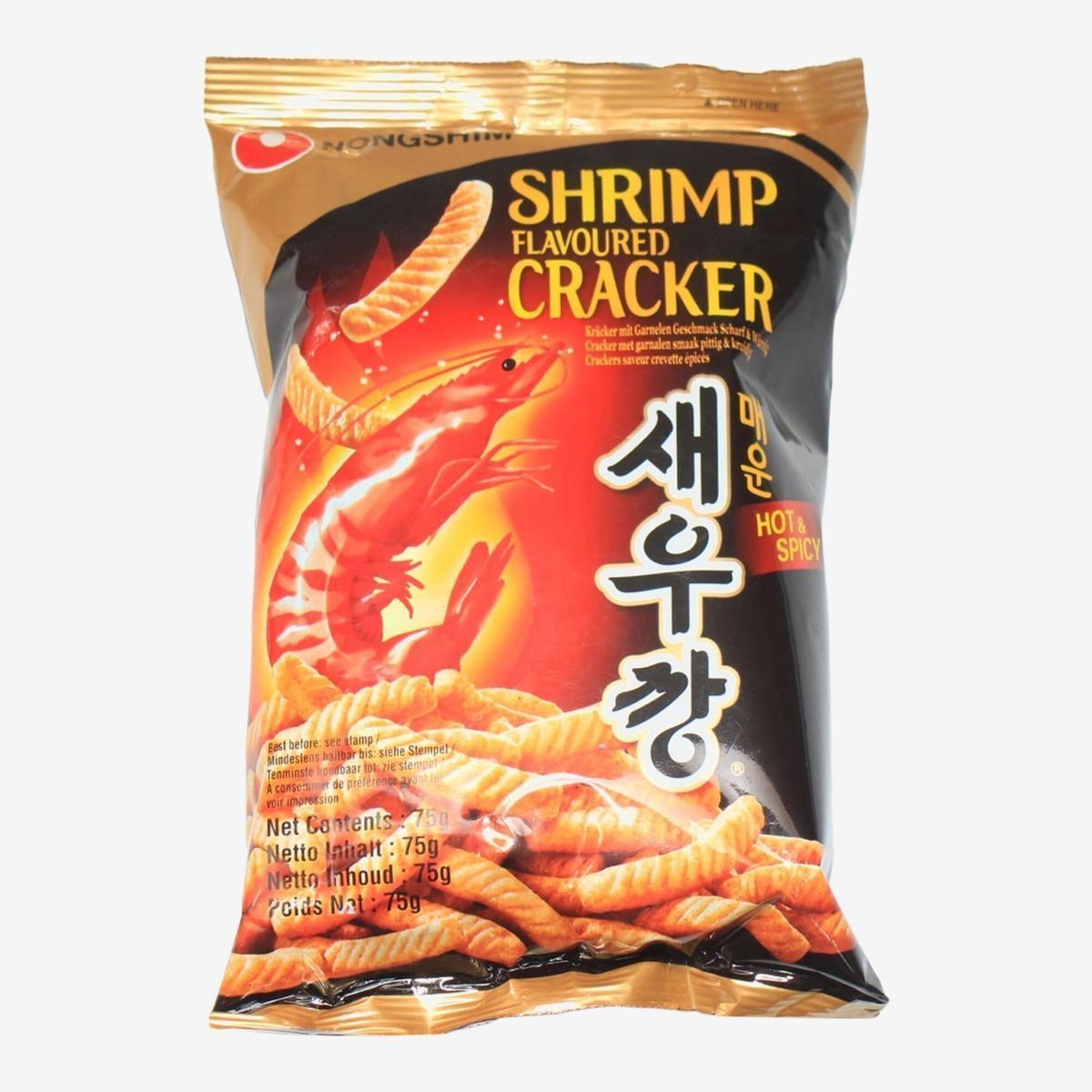 nongshim hot spicy shrimp flavoured cracker 75gm