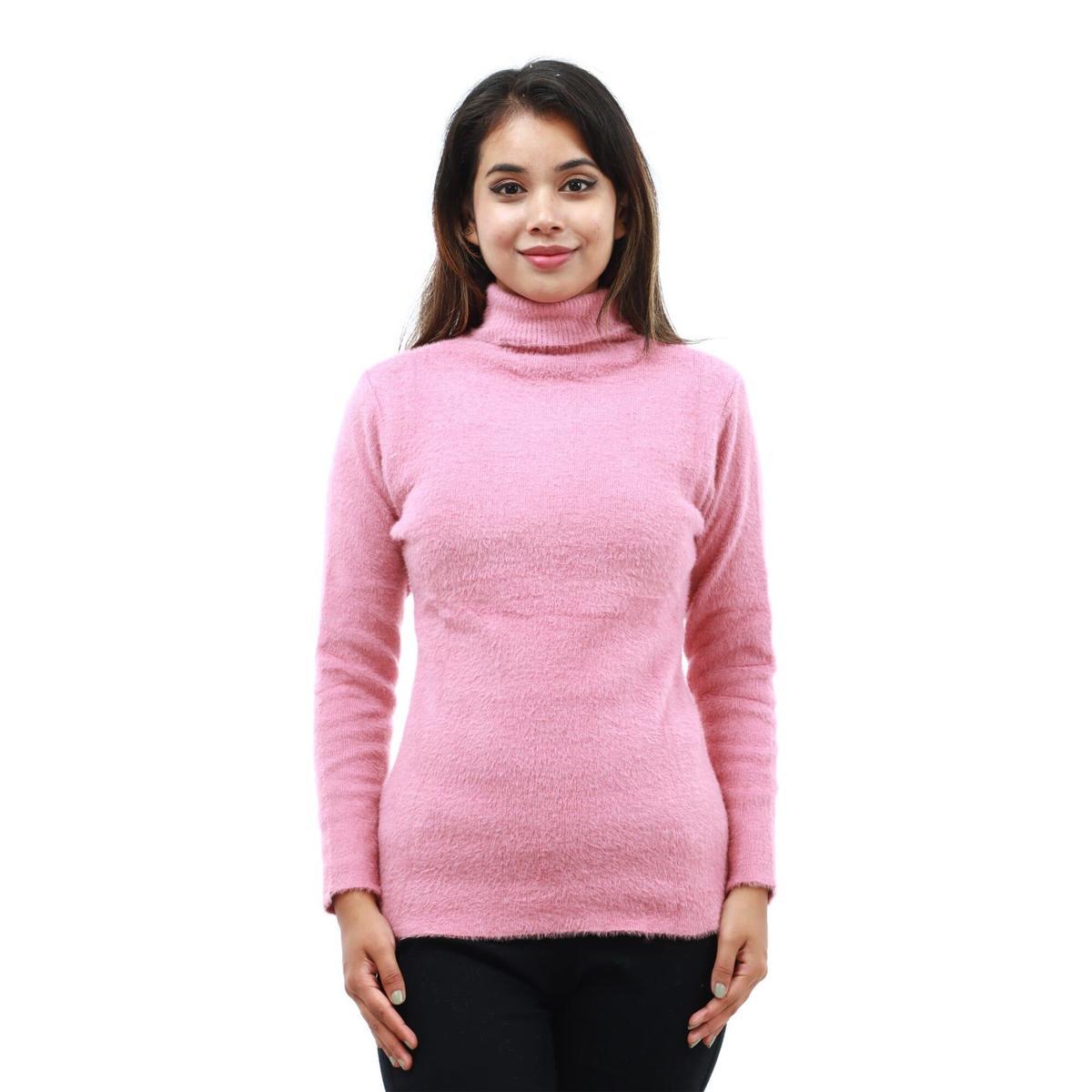 pink high neck t shirt full sleeves for women