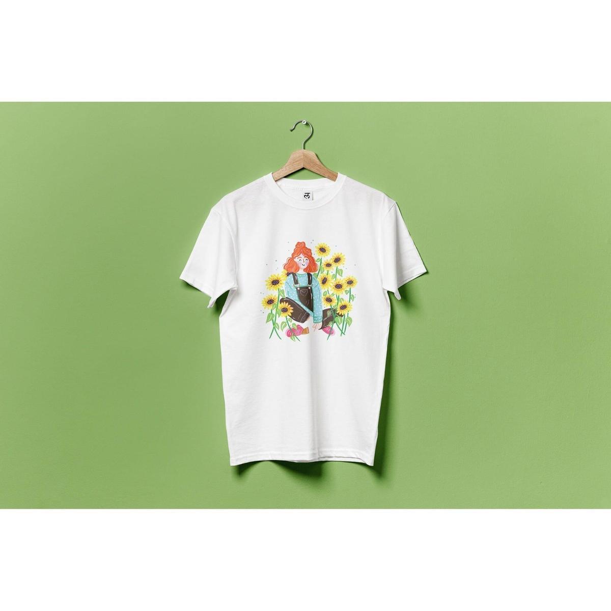 plant printed tshirt i free size white tshirt i local