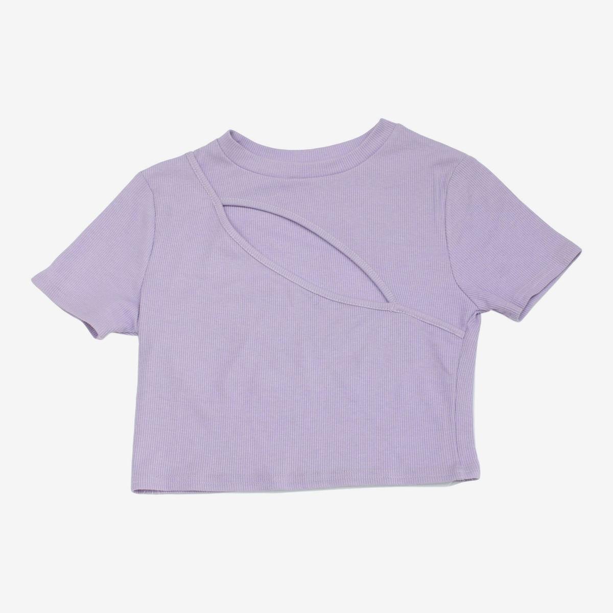 purple plain lining crop tshirt for women