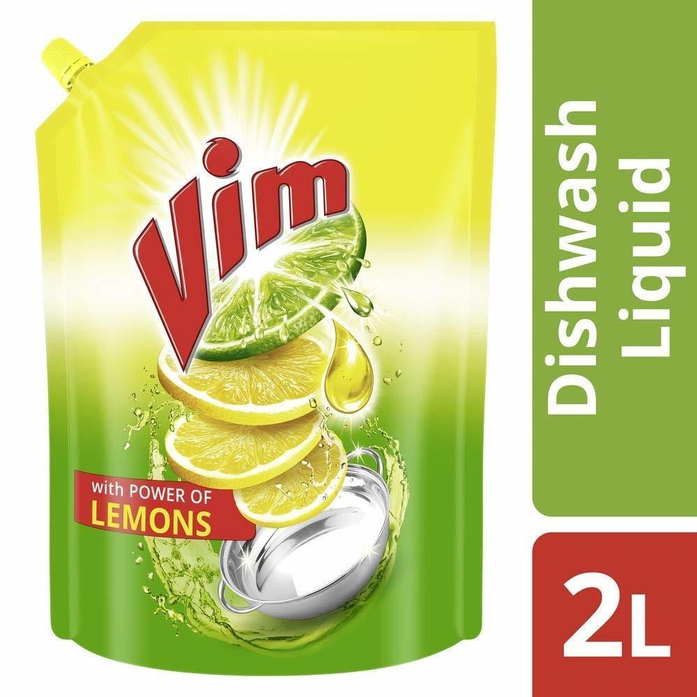 vim fresh lemon fragrance dishwash liquid gel refill pack 2 liters