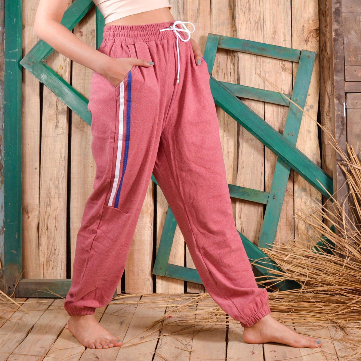 women winter casual thick material warm sweatpants fleece elastic trousers track pants 3