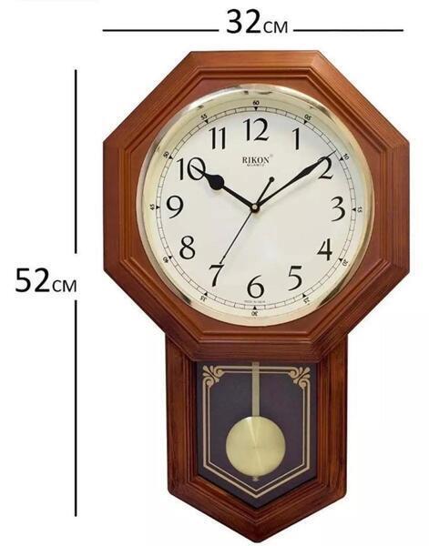 Wooden Body Round Dial Stylish Design Pendulum Wall Clock-v3