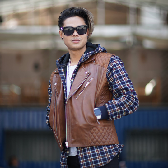 Rhino Leather Men's Genuine Half Leather Jacket