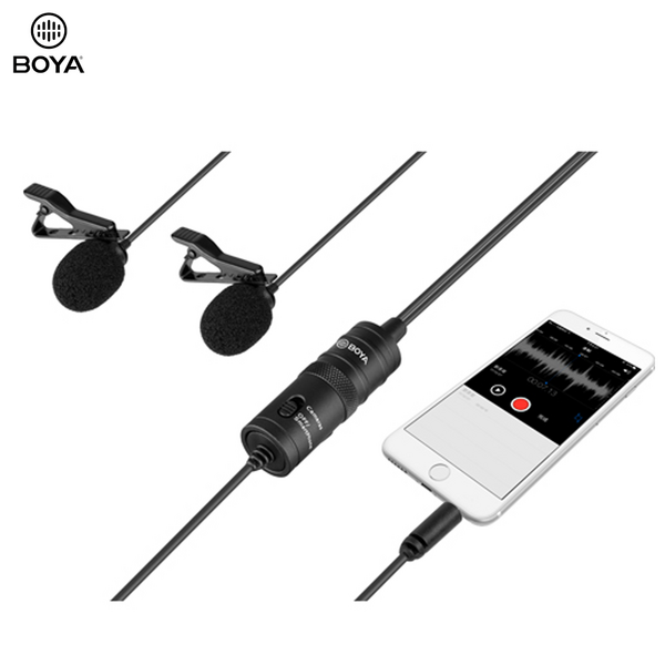 Boya(BY- M1DM) Dual Omni-Directional Universal Lavalier 3.5mm Microphone with a Single 1/8 Stereo Connector