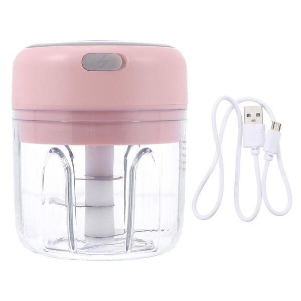 Electric Mini Garlic Chopper, Portable Food Processor (White, 8.8oz)