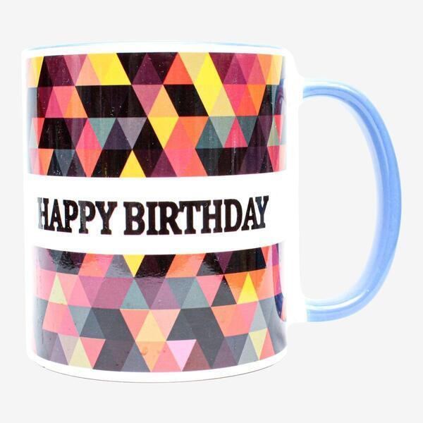 Multicolor Color Ceramic Happy Birthday Printed Cup
