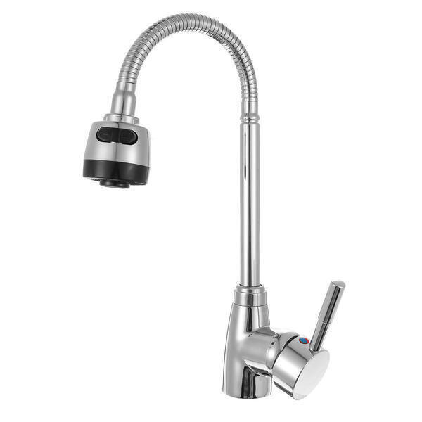 Solid Brass 360Rotatable Pull Out Kitchen Basin Faucet Mixer Tap Spray Spout Single Handle Sink Adjustable Spout Deck Mounted