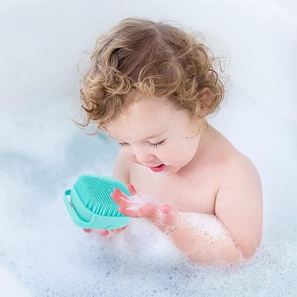 2-Pieces Silicone Bath Brushes Body Exfoliator Soft Massage Brush Baby Cleaning Show Pet