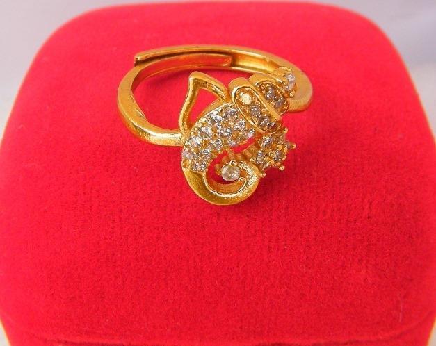 Adjustable Size Elephant Design Panchadhatu Ganesh Ring
