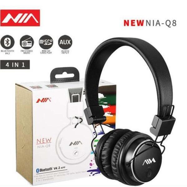 NIA Q8 Stereo Bluetooth Wireless Foldable Sport Headset With Support App, Microphone, Micro Sd Card Player, Built-In Fm Radios