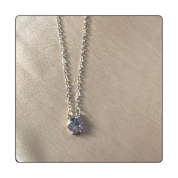 Silver Stoned Pendant Chain(white locket)