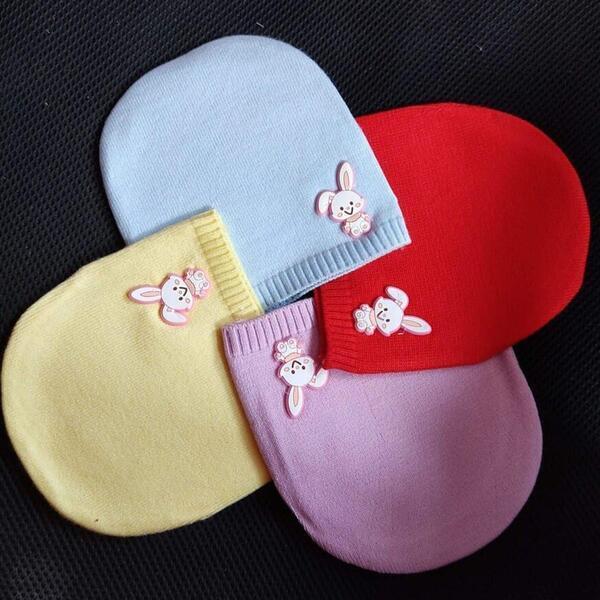Cute Soft Solid Bunny Cap For New Born Babies- Upto 12M