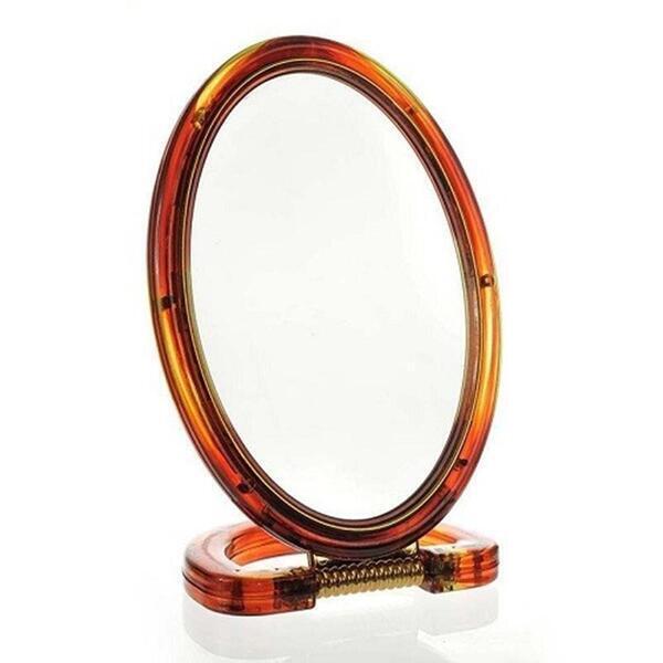 Large Size Double Sided Oval Mirror Brown - Hand Table Mirror