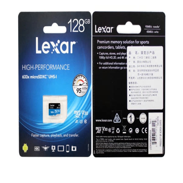Lexar 633X 128GB micro SD card 100MB/s