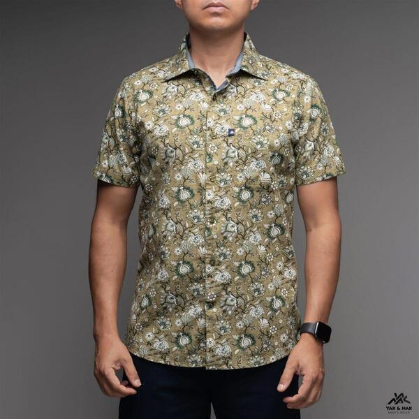 Floral Printed Half Shirt For Men Clothing
