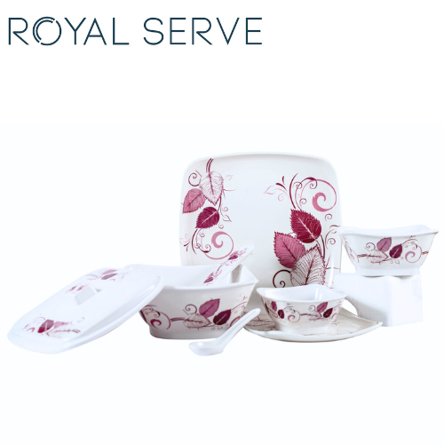Melamine Dinner Set Olga Elegant, Break & Stain Resistant, Designer Crockery Dinnerware in Square Shape