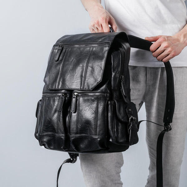 Men Backpack Leather School Backpack Bag PU Backpack Bags Neutral Portable Waterproof Travel Bag