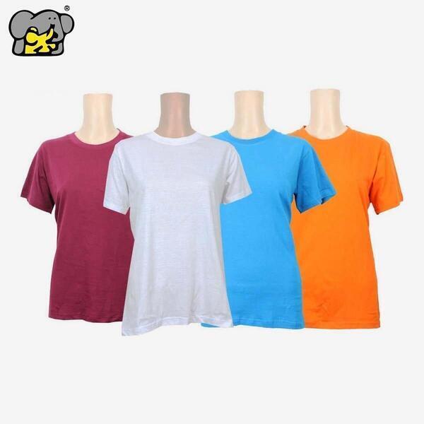 Shangrila Pack Of Four Cotton T-Shirt For Women - Maroon/White/Light Blue/Orange - Fashion | T-Shirts For Women | Women's Wear | T-Shirts