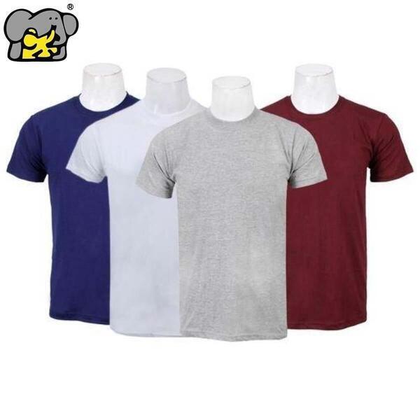 Shangrila Pack Of Four Solid T-Shirt For Men-(Grey/Maroon/White/Navy) - Fashion | T-Shirts For Men | Men's Wear | Printed T-Shirts