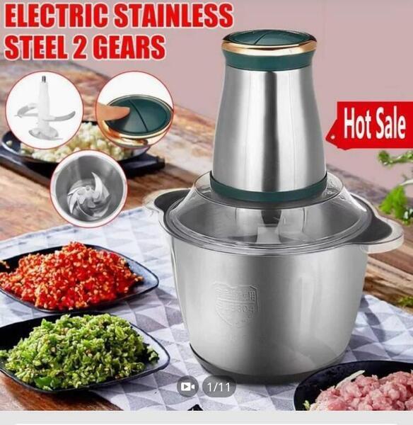 Electromax Stainless Steel Electric Vegetable Chopper And Meat Grinder Food Processor- 2.5 Lit