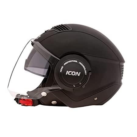 Half Icon Studds Helmet Double Visor | Black ABS Material Shell Half Helmet With Extra Comfort Padding