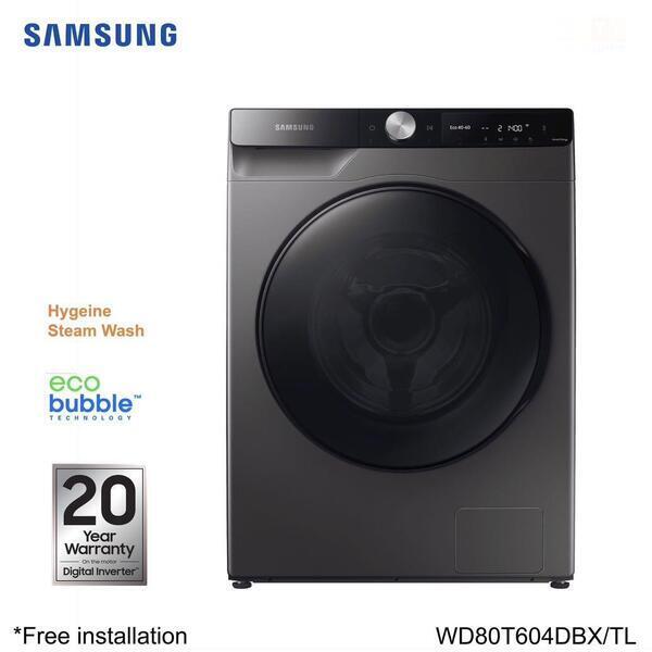 SAMSUNG WD80T604DBX/TL – 8 Kg Wash & 6 Kg Dry Front Loading Digital Inverter Combo Washer Dryer With AI Control & Smart Things Connectivity