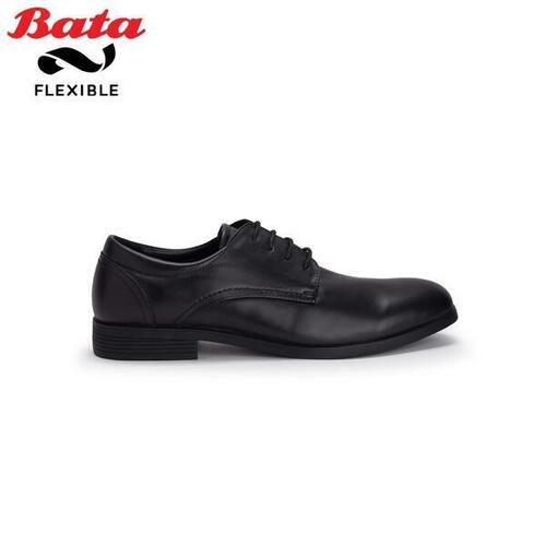 BATA Flexible Men's Genuine Leather Lace-Up Black Dress Shoes 8246022