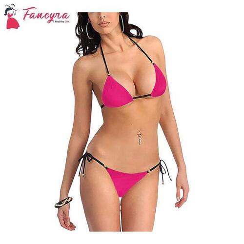 Fancyra Women Sexy Spandex Bikini Bra Panty Lingerie Set Free Size Pink Color | Fashion Bikini Lingerie Set For Women