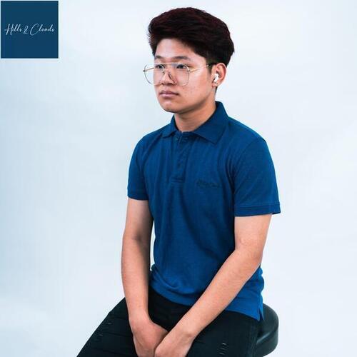 Hills And Clouds & Premium Polo T-Shirt For Men (Dark Blue)
