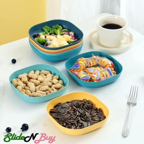Square Plastic Dinner Plate Set Colorful Snacks / Breakfast Plate with Stand