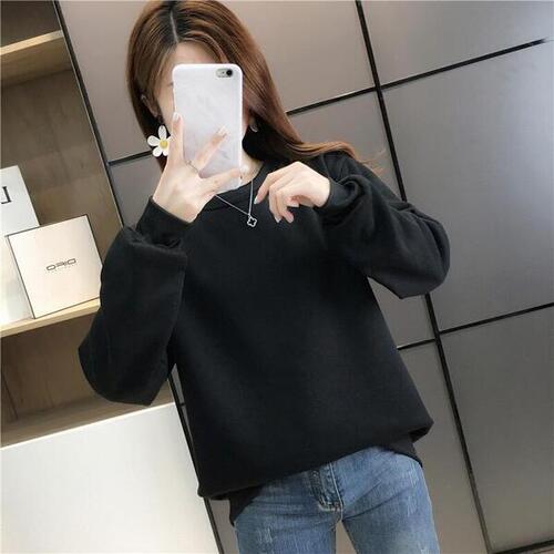 Warm Inner Fleece Plain Sweatshirt For Women